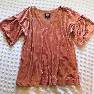 Bobeau crushed velvet short sleeve top